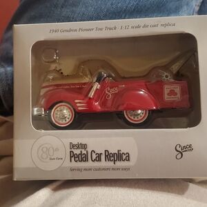 Red Desktop Pedal Car Replica - Vintage 1940 Gendron Tow Truck